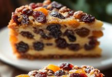 Kolač prožet suhim voćem i orašastim plodovima – izvrsna poslastica.