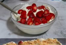 Ovaj plazma kolač od jagoda pripremite za samo 10 minuta, bez pečenja. Recept uključuje razne sastojke.