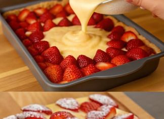 15-MINUTNI ŽUTI “JOGURT KOLAČ OD JAGODA” Proces pripreme je izuzetno jednostavan, jer je ovo tradicionalni jogurt biskvit za koji nije potrebna vaga.