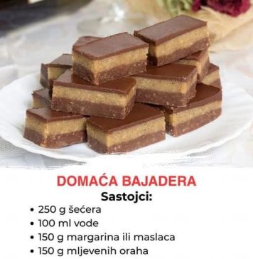 DOMAĆA BAJADERA…Najfiniji recept bez miksera i pećnice, gotova za 20 minuta