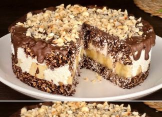 KOLAČ BEZ PEČENJA S ČOKOLADOOM, BANANAMA I ZOBENIM PAHULJICAMA – GOTOV ZA TIH!