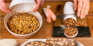 ČOKOLADNA SALAMA BEZ PEČENJA S KEKIĆIMA – BRZO, JEDNOSTAVNO I NEODOLJIVO! 🍫🍪