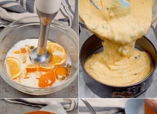 Kolač od naranče s komadićima čokolade.