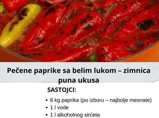 Pečene paprike sa belim lukom – zimnica puna ukusa - featured image Pečene paprike sa belim lukom – zimnica puna ukusa - featured image