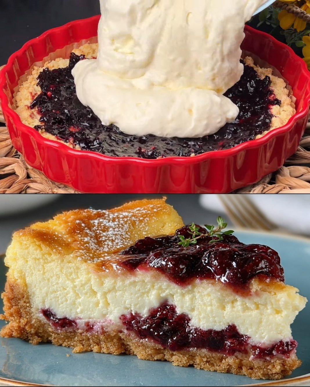 KOLAČ S POSNIM SIROM I DŽEMOM OD BOBIČASTOG VOĆA - featured image