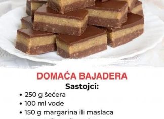 DOMAĆA BAJADERA…Najfiniji recept bez miksera i pećnice gotov za 20 minuta DOMAĆA BAJADERA…Najfiniji recept bez miksera i pećnice gotov za 20 minuta - featured image