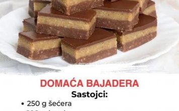DOMAĆA BAJADERA…Najfiniji recept bez miksera i pećnice gotov za 20 minuta DOMAĆA BAJADERA…Najfiniji recept bez miksera i pećnice gotov za 20 minuta - featured image