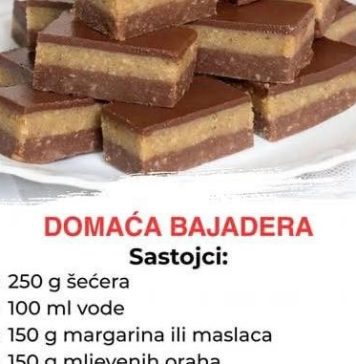 DOMAĆA BAJADERA…Najfiniji recept bez miksera i pećnice gotov za 20 minuta DOMAĆA BAJADERA…Najfiniji recept bez miksera i pećnice gotov za 20 minuta - featured image